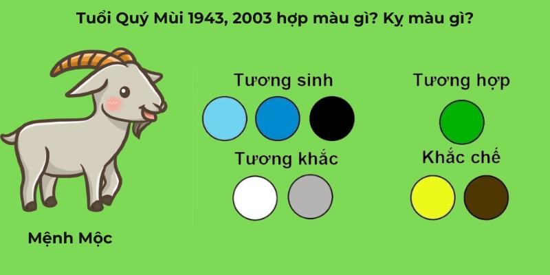 màu hợp và kỵ với người tuổi Quý Mùi 2003